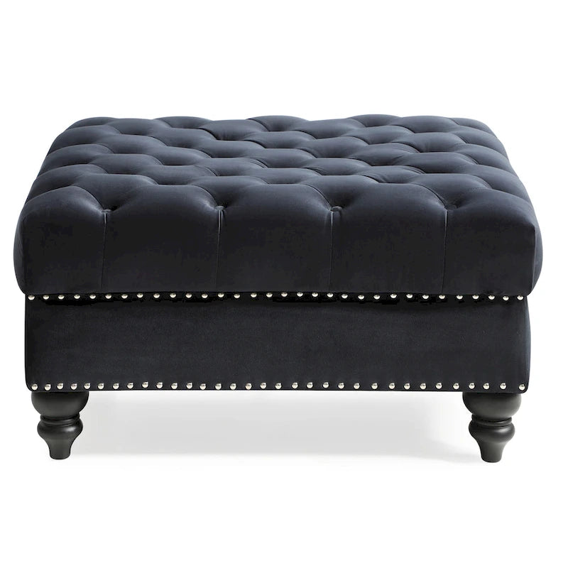 Velvet Tufted Oversized Ottoman