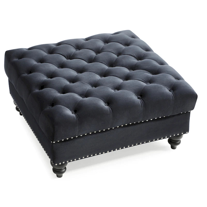 Velvet Tufted Oversized Ottoman