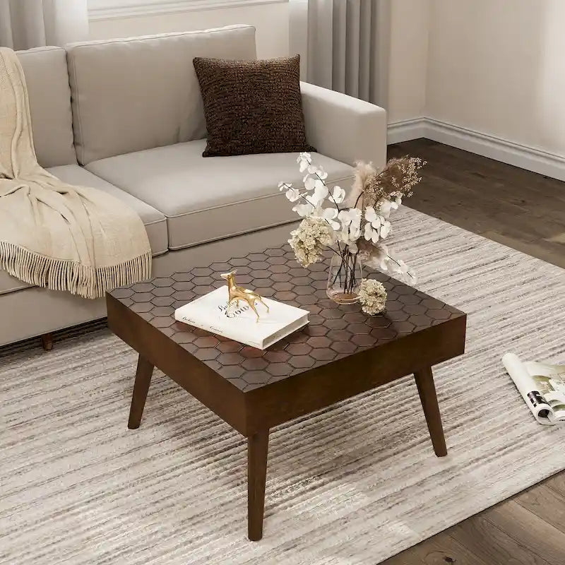 Rustic Solid Wood Square Coffee Table
