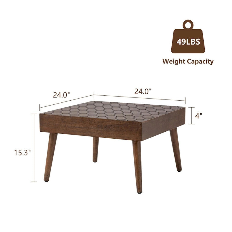 Rustic Solid Wood Square Coffee Table