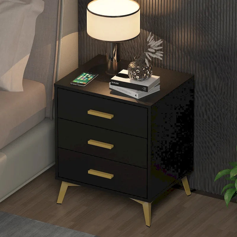 Drawer Nightstand In White/Black