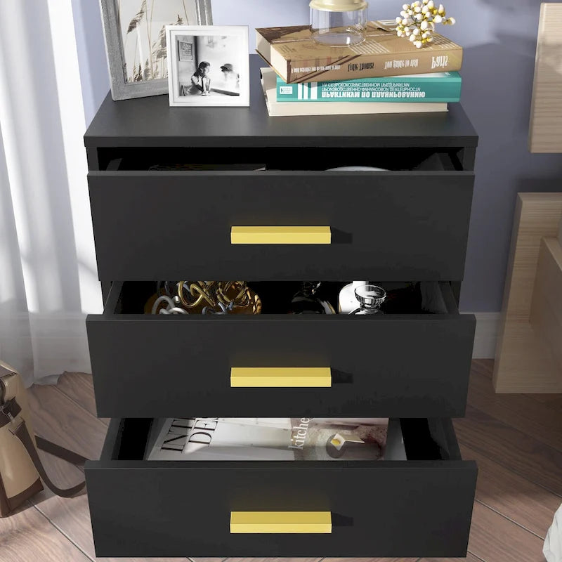Drawer Nightstand In White/Black
