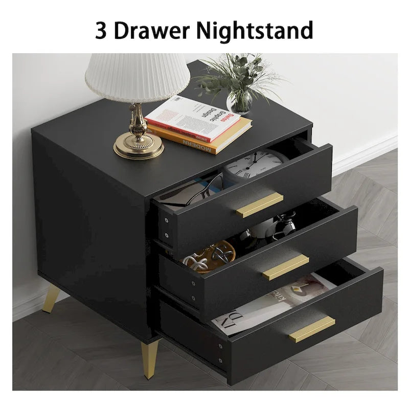 Drawer Nightstand In White/Black