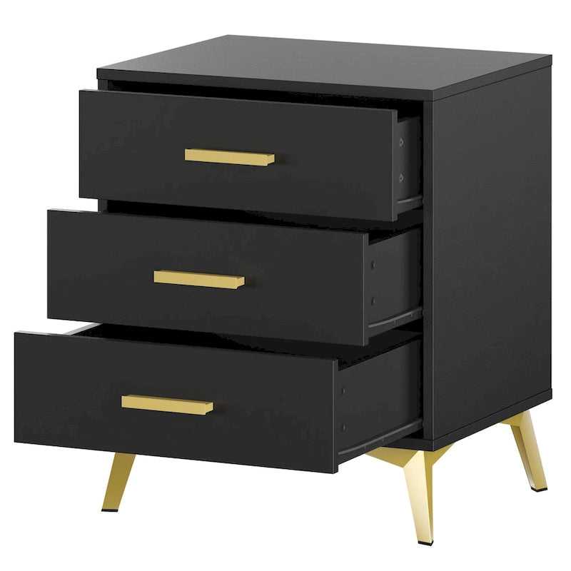 Drawer Nightstand In White/Black