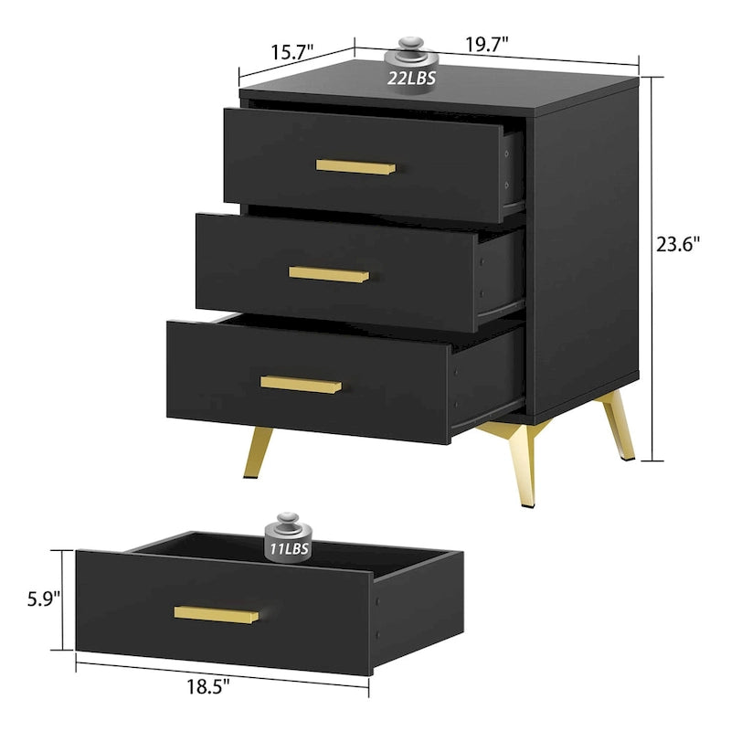 Drawer Nightstand In White/Black