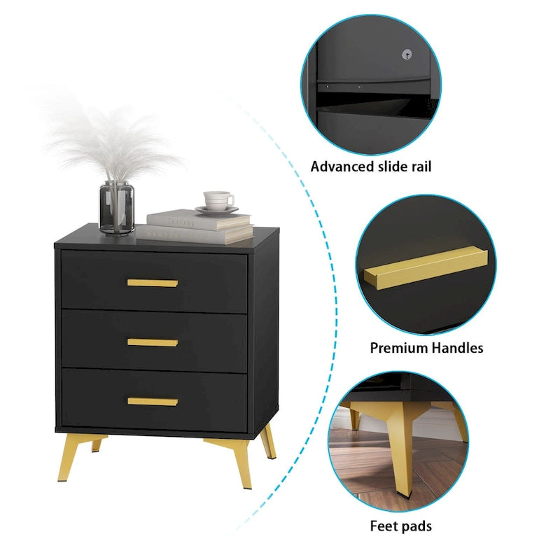 Drawer Nightstand In White/Black