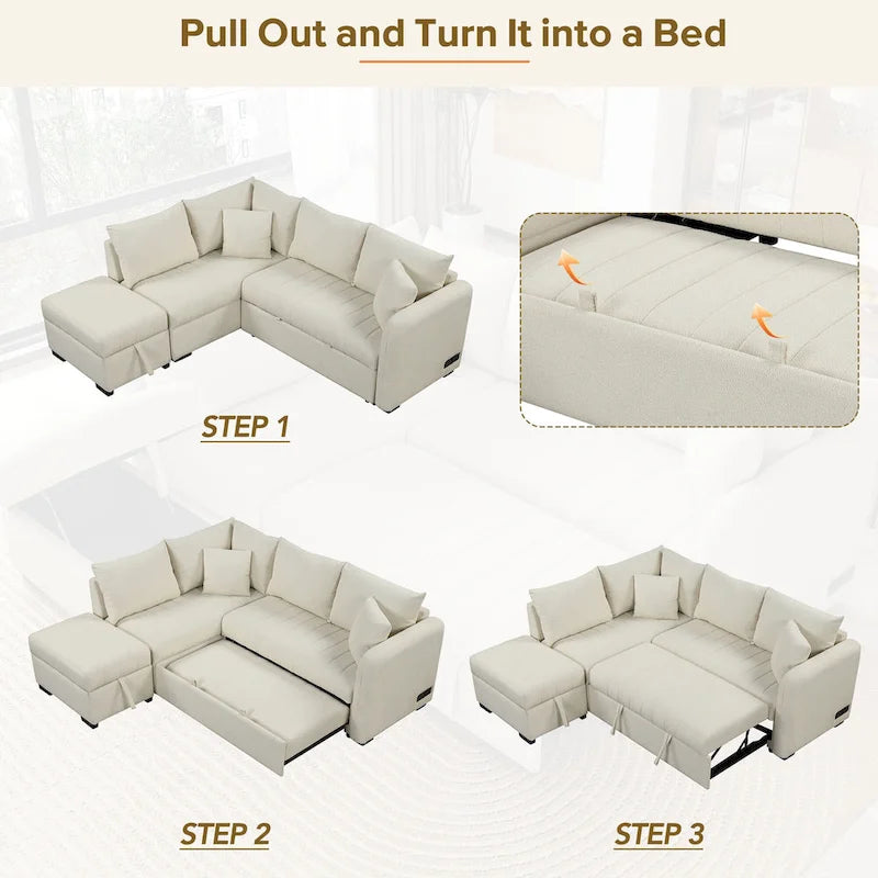 L-shaped Pull Out Sofa Bed Sleeper Sofa