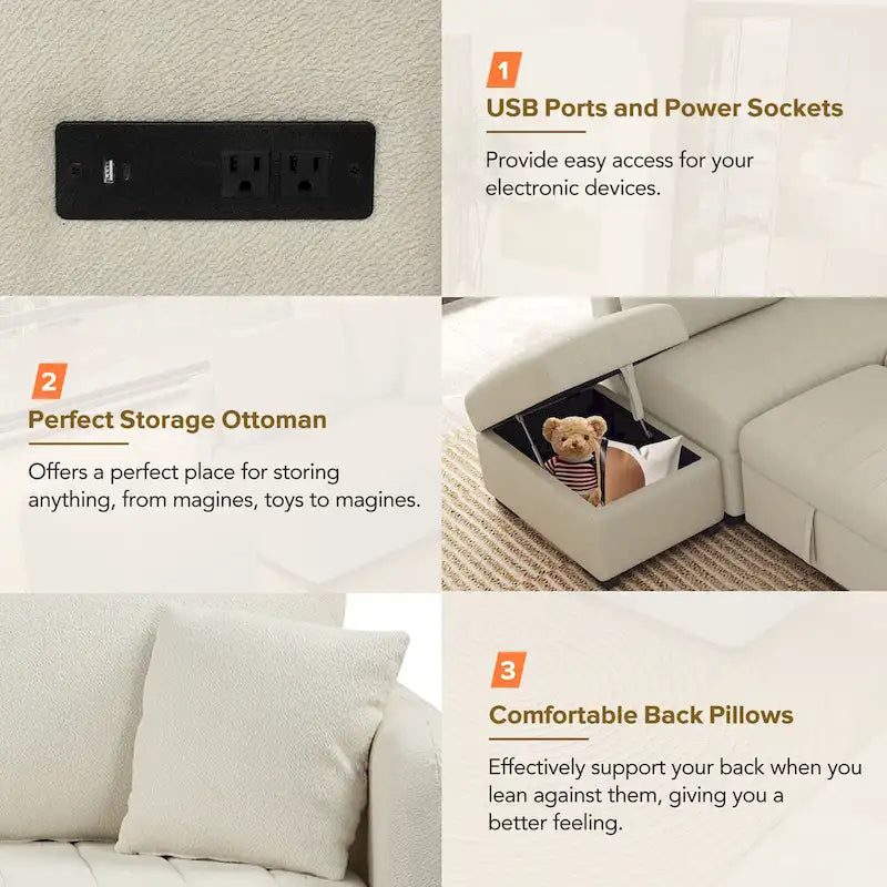 L-shaped Pull Out Sofa Bed Sleeper Sofa