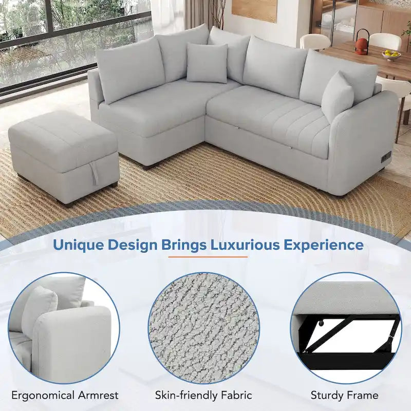 L-shaped Pull Out Sofa Bed Sleeper Sofa