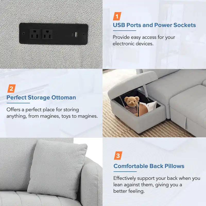 L-shaped Pull Out Sofa Bed Sleeper Sofa