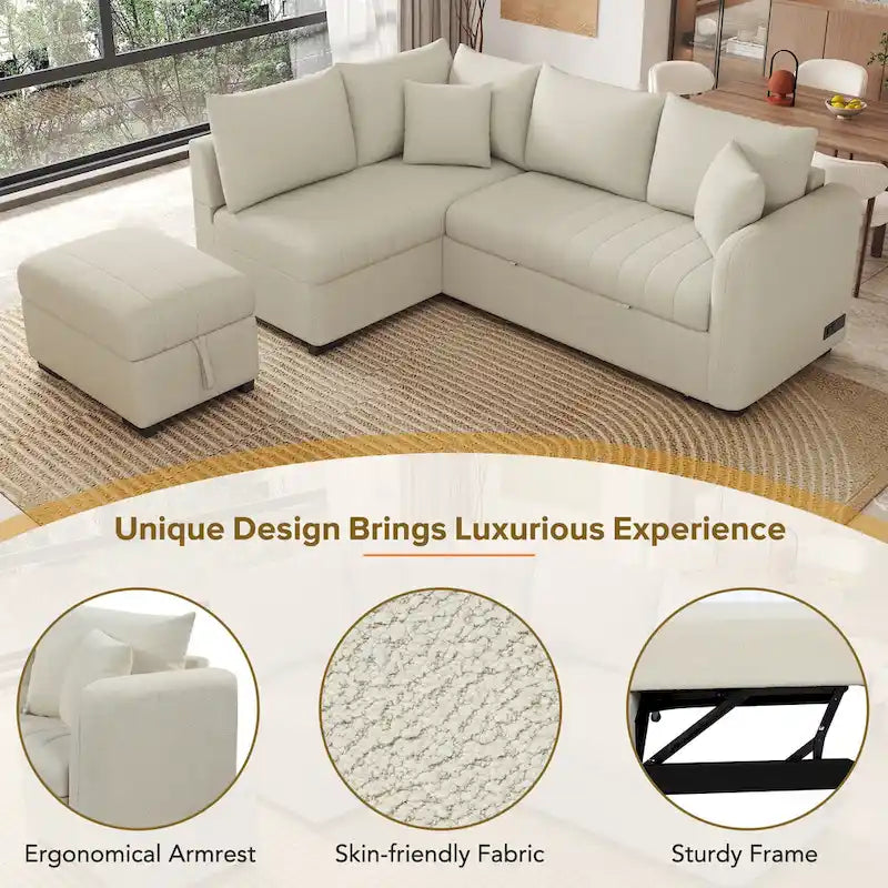 L-shaped Pull Out Sofa Bed Sleeper Sofa