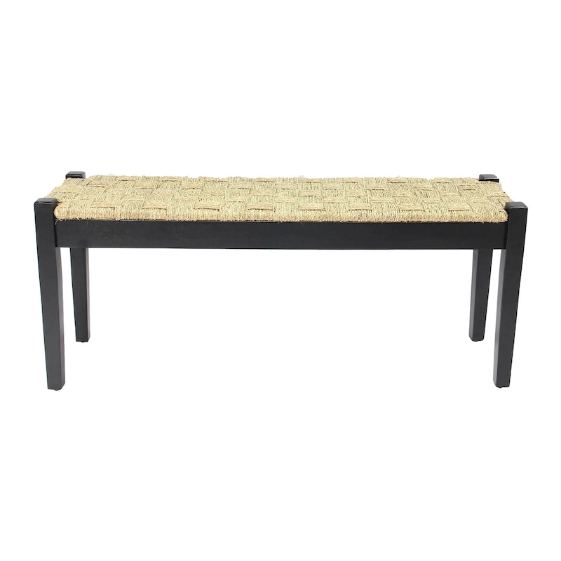 Solid Wood Natural Seagrass Indoor Bench