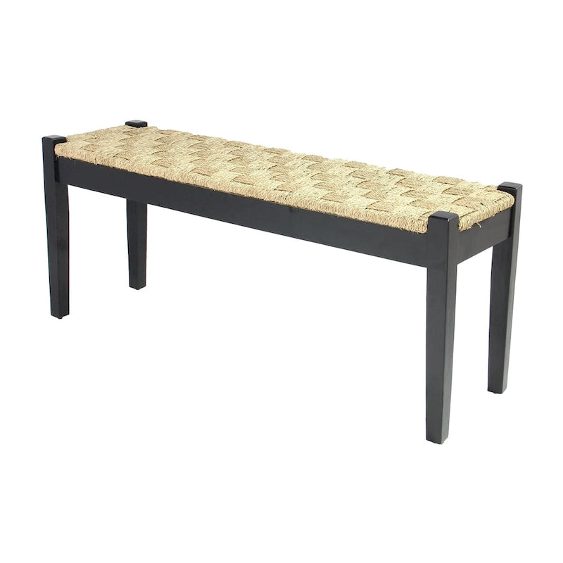 Solid Wood Natural Seagrass Indoor Bench