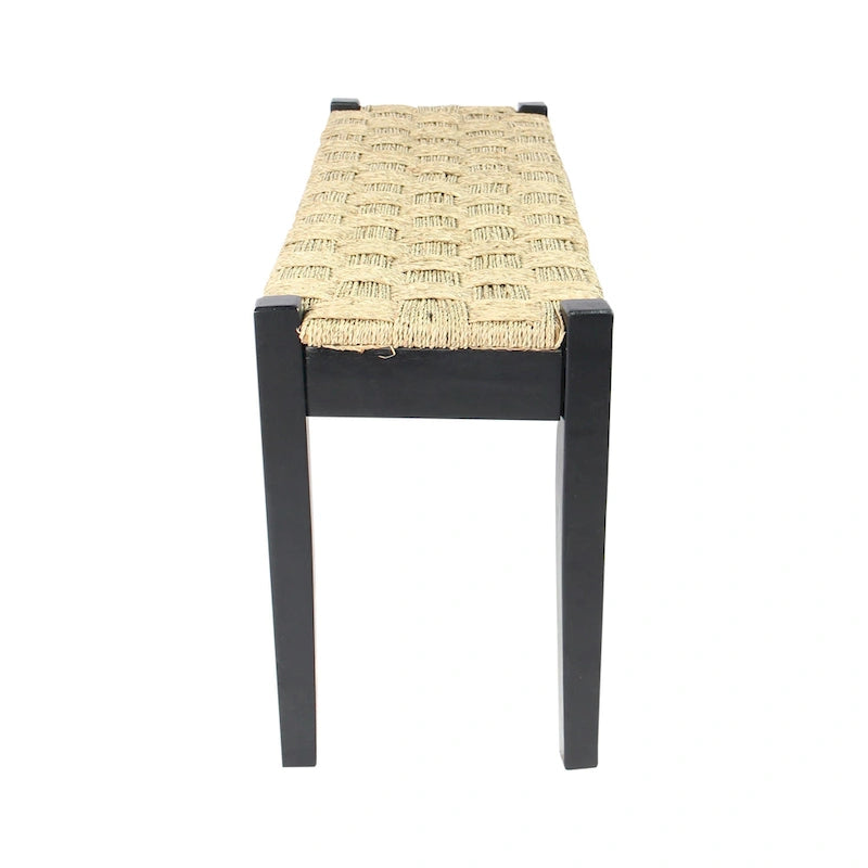 Solid Wood Natural Seagrass Indoor Bench