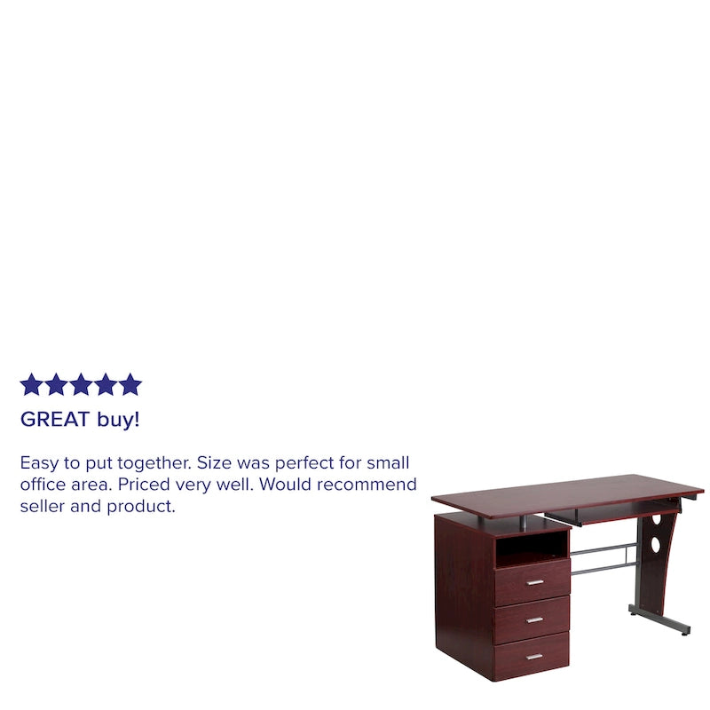 Pedestal 3-drawer Computer Desk with Keyboard Tray