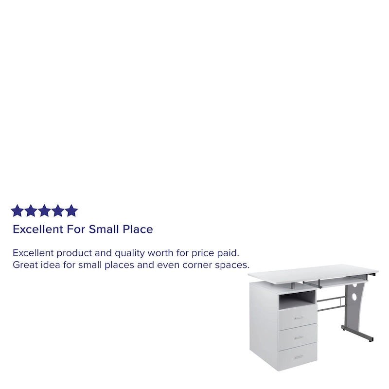 Pedestal 3-drawer Computer Desk with Keyboard Tray