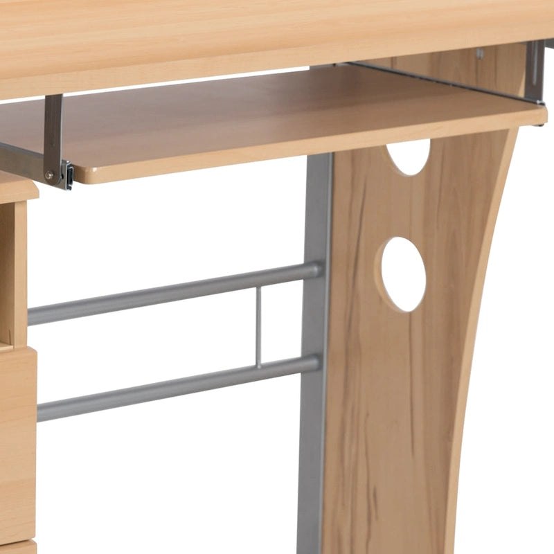Pedestal 3-drawer Computer Desk with Keyboard Tray
