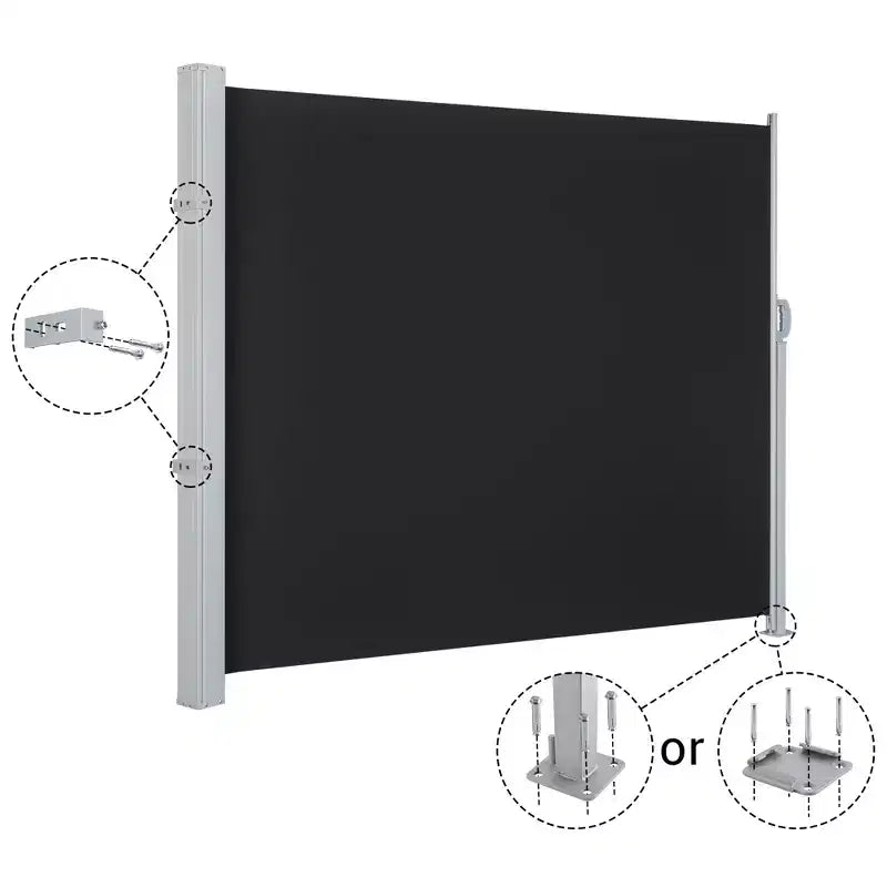 Retractable Outdoor Side Awning Black