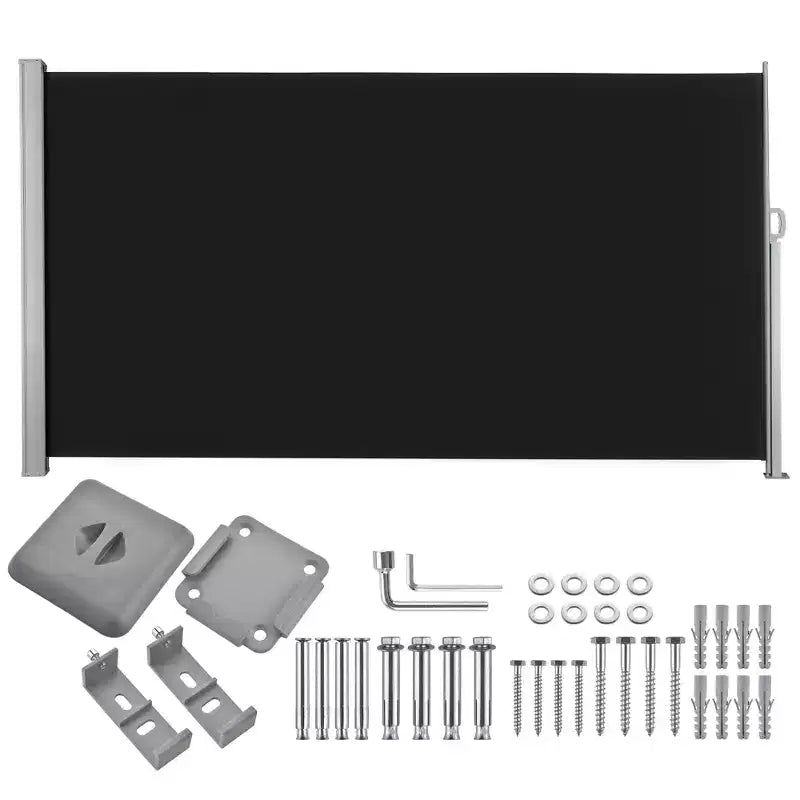 Retractable Outdoor Side Awning Black