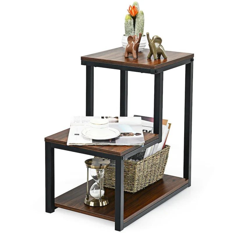 Table Side Table Night Stand W/ Storage Shelf for
