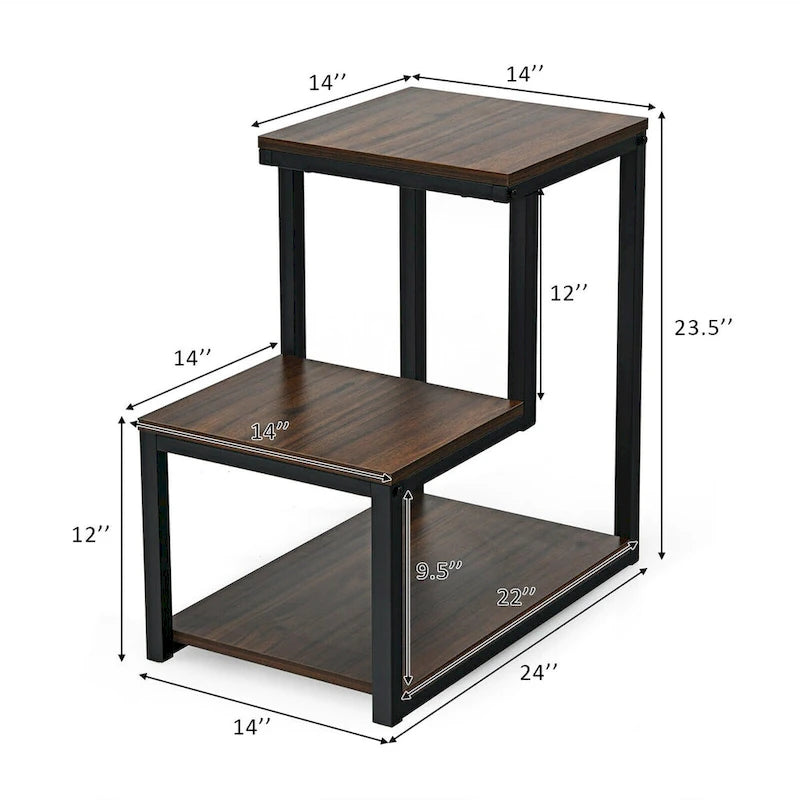 Table Side Table Night Stand W/ Storage Shelf for