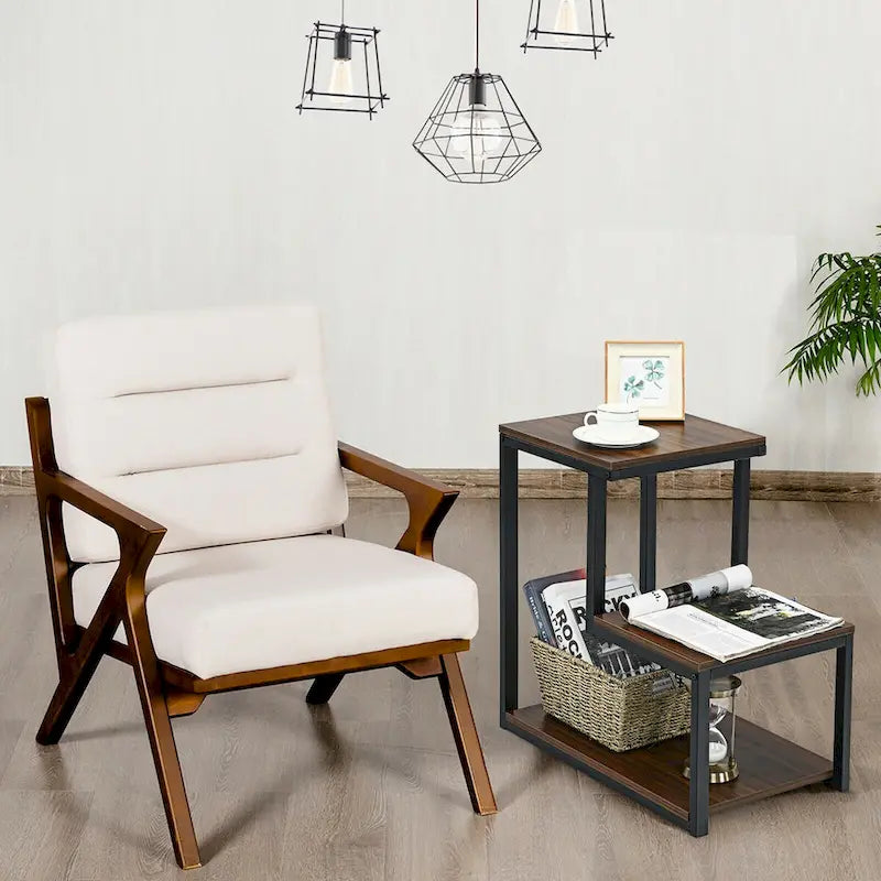 Table Side Table Night Stand W/ Storage Shelf for