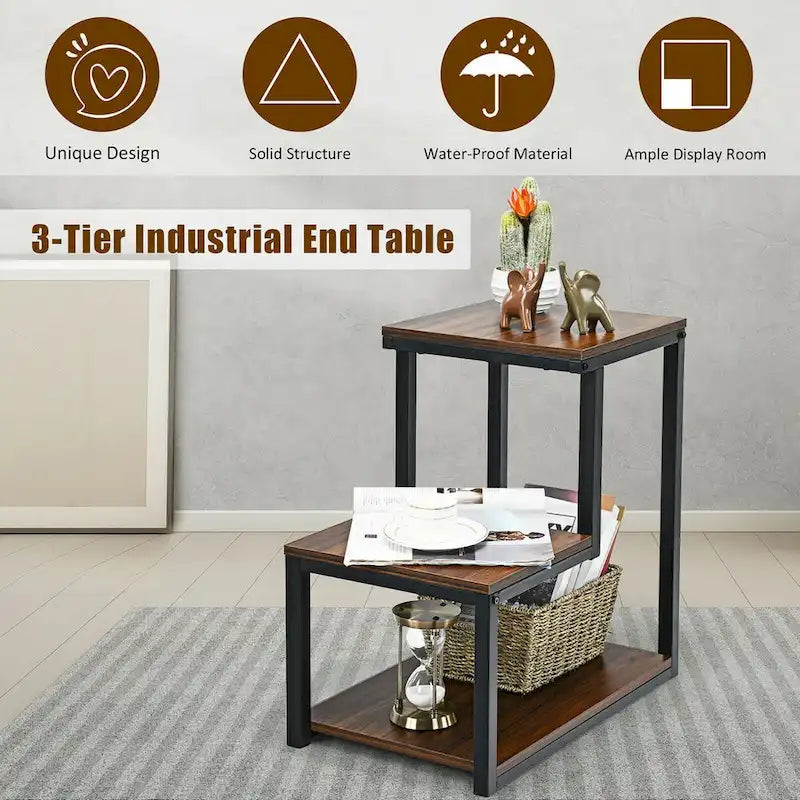 Table Side Table Night Stand W/ Storage Shelf for