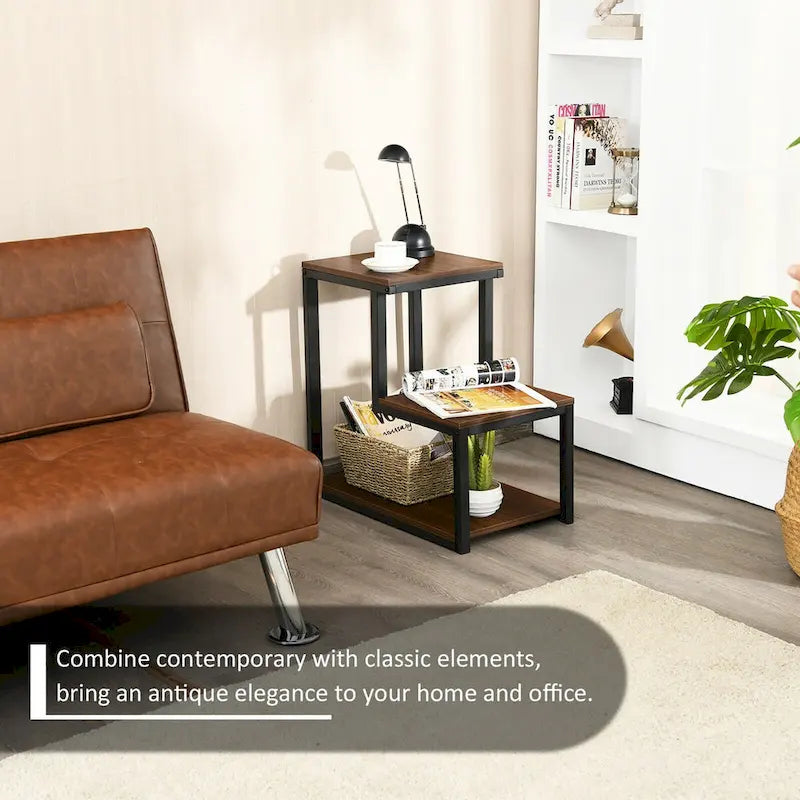 Table Side Table Night Stand W/ Storage Shelf for