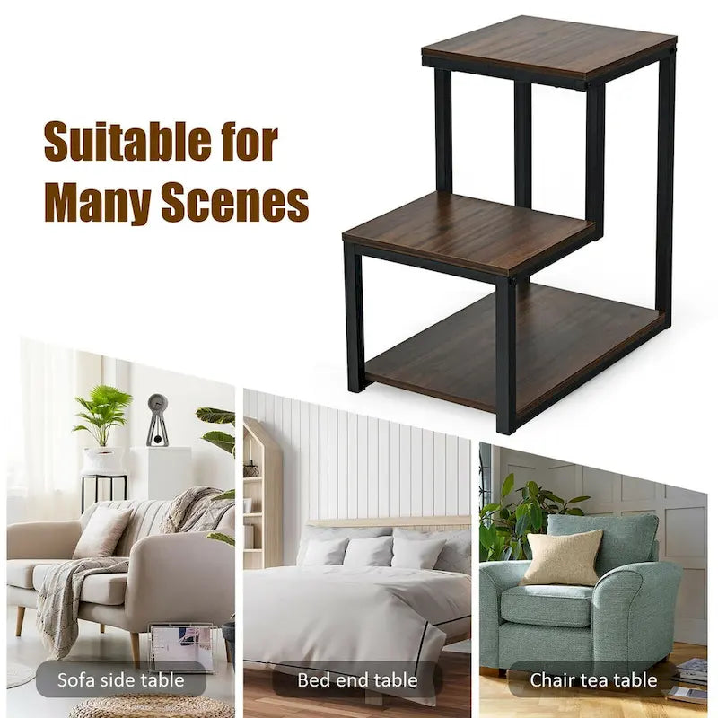 Table Side Table Night Stand W/ Storage Shelf for