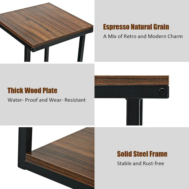 Table Side Table Night Stand W/ Storage Shelf for
