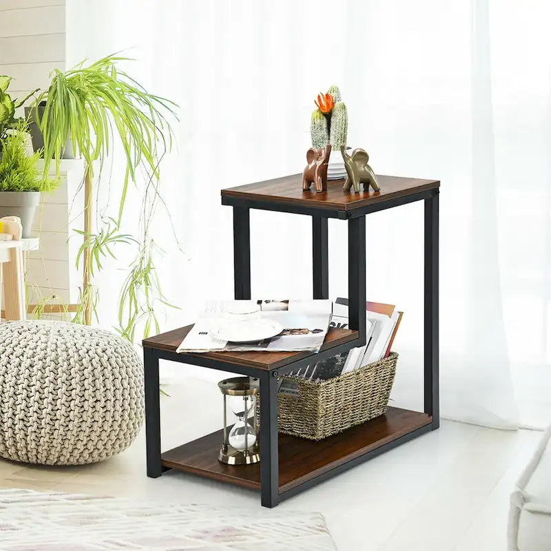 Table Side Table Night Stand W/ Storage Shelf for