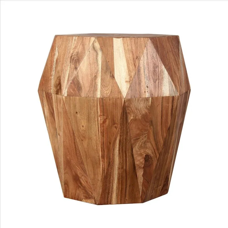 Faceted Handcrafted Mango Wood Side End Table