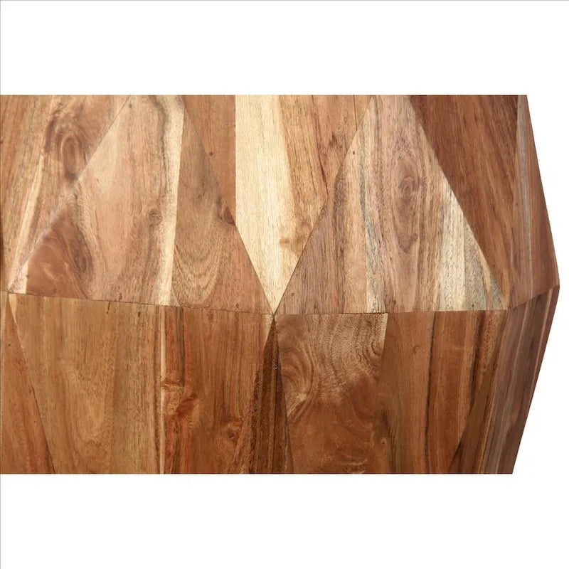 Faceted Handcrafted Mango Wood Side End Table