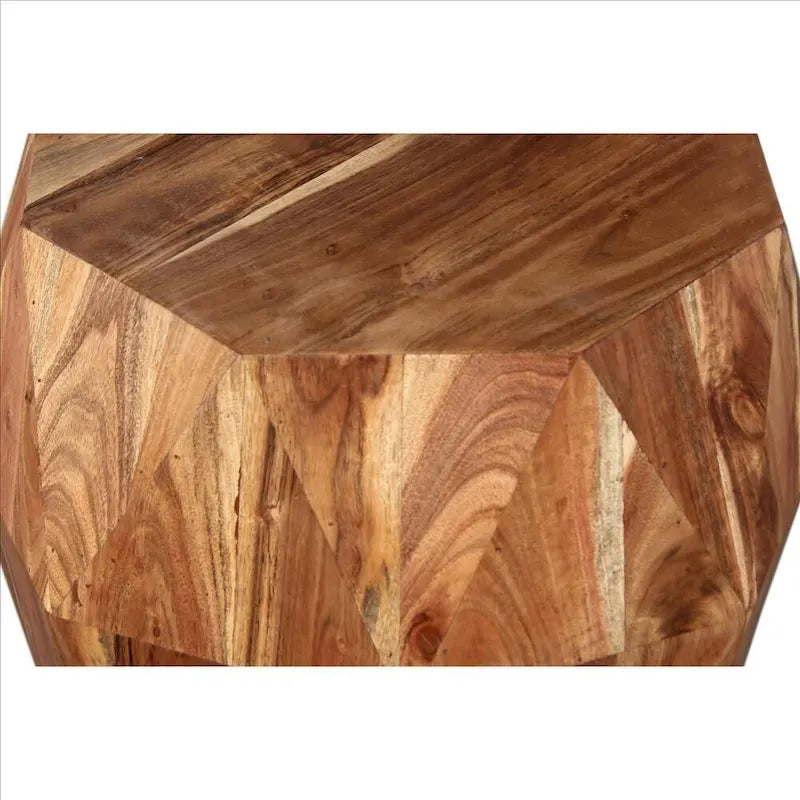 Faceted Handcrafted Mango Wood Side End Table
