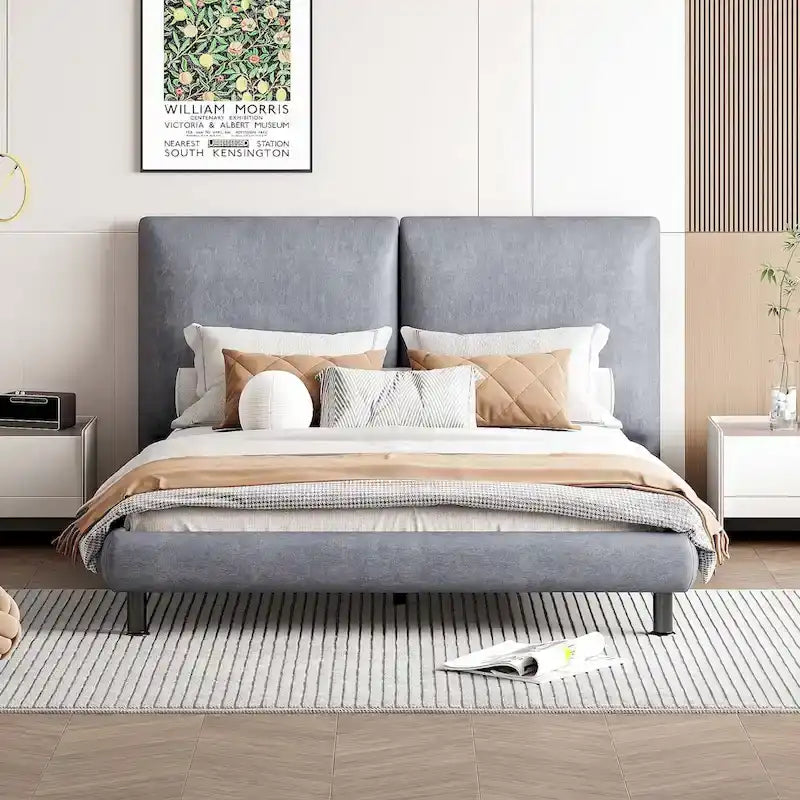Queen Size Polyester Platform Bed