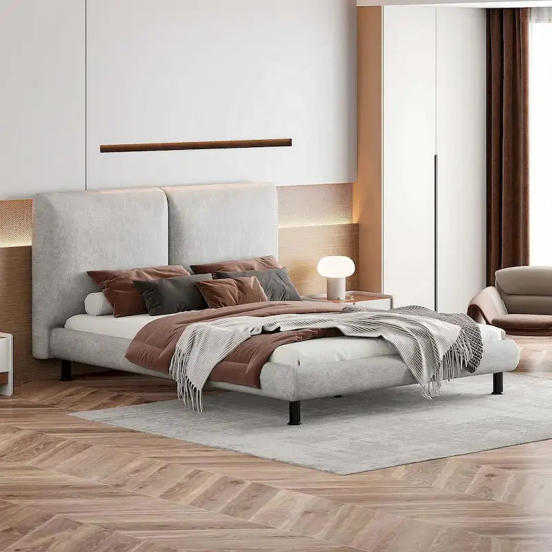 Queen Size Polyester Platform Bed