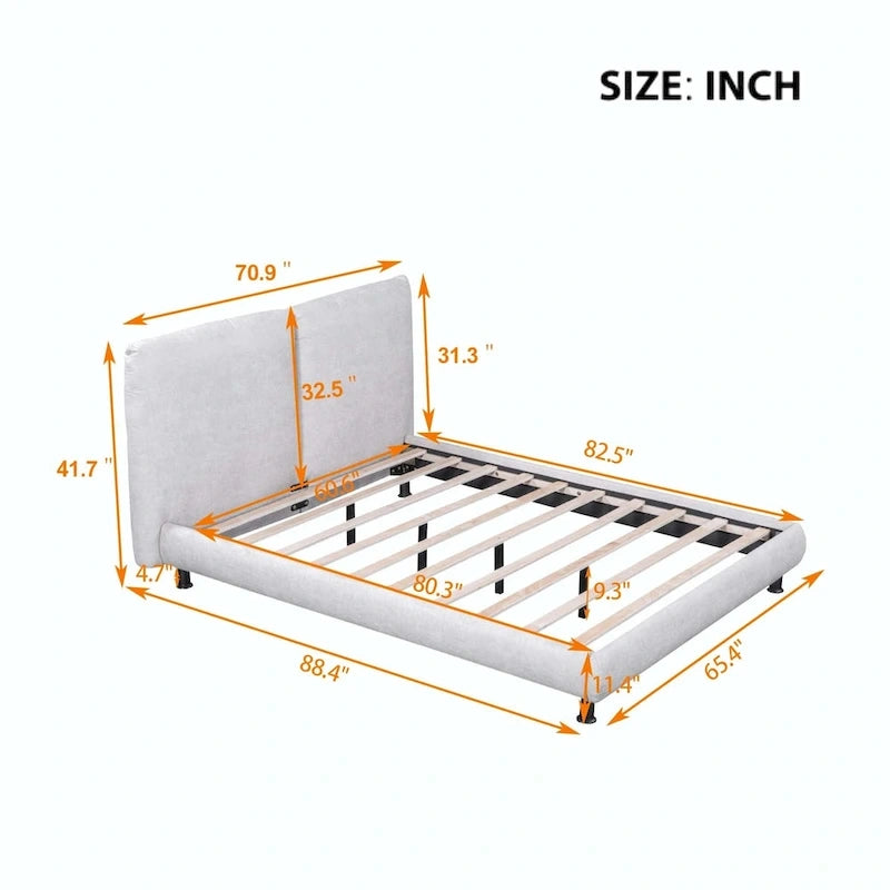 Queen Size Polyester Platform Bed