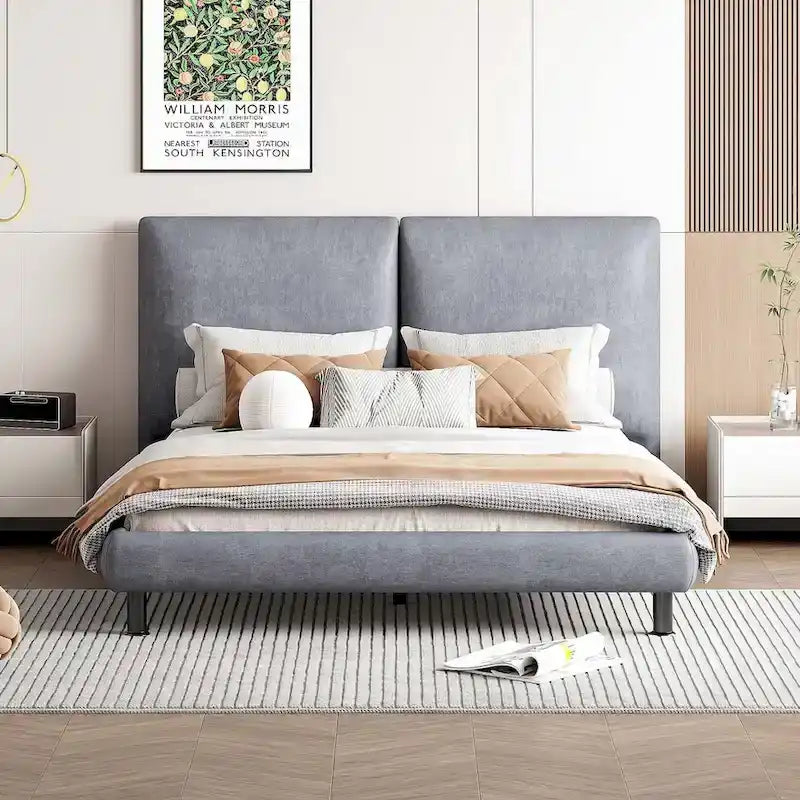 Queen Size Polyester Platform Bed