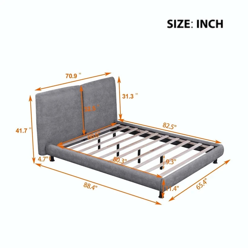 Queen Size Polyester Platform Bed
