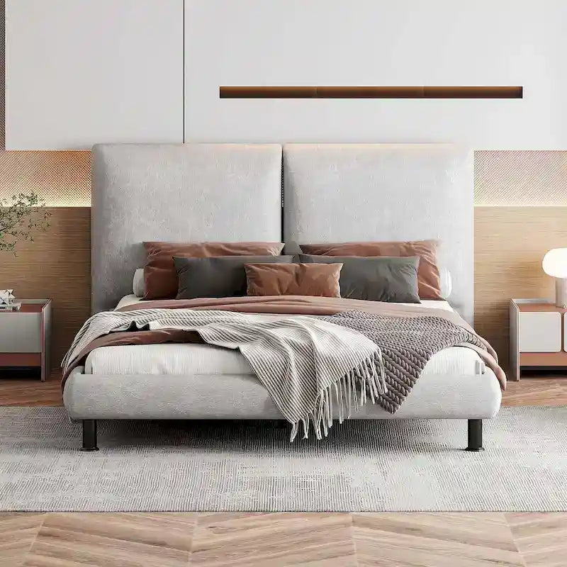 Queen Size Polyester Platform Bed