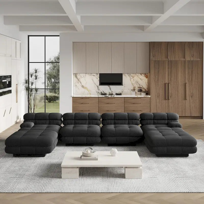 U-Shaped Luxury Modern Couch with Chaise Ottomans