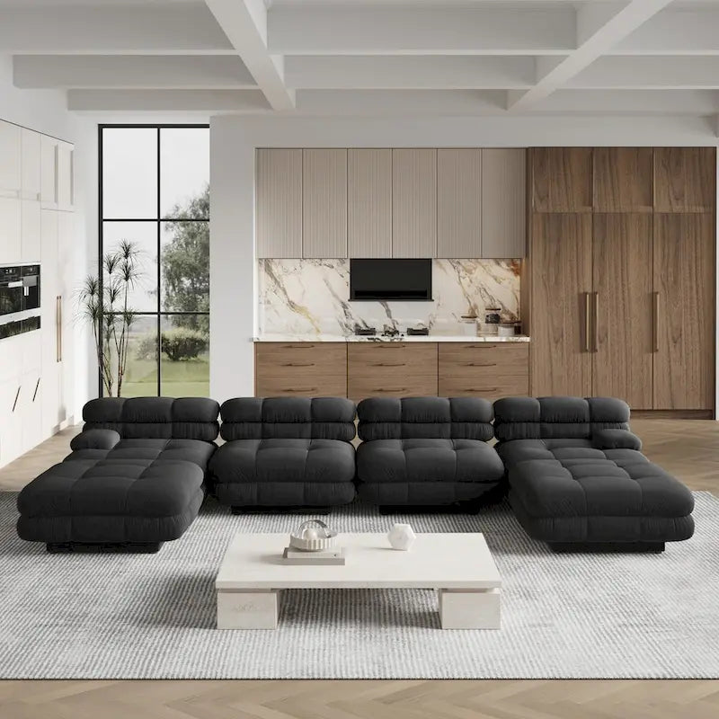 U-Shaped Luxury Modern Couch with Chaise Ottomans