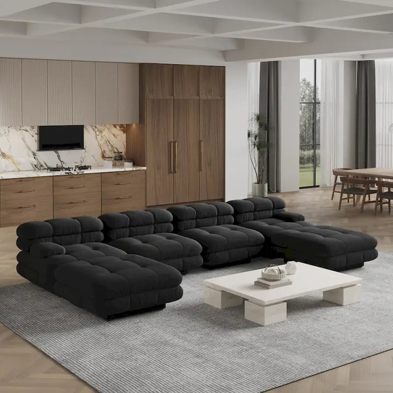 U-Shaped Luxury Modern Couch with Chaise Ottomans
