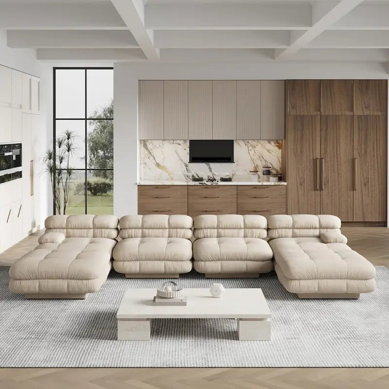 U-Shaped Luxury Modern Couch with Chaise Ottomans