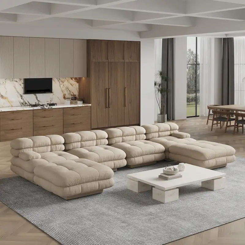 U-Shaped Luxury Modern Couch with Chaise Ottomans