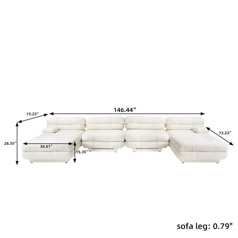 U-Shaped Luxury Modern Couch with Chaise Ottomans