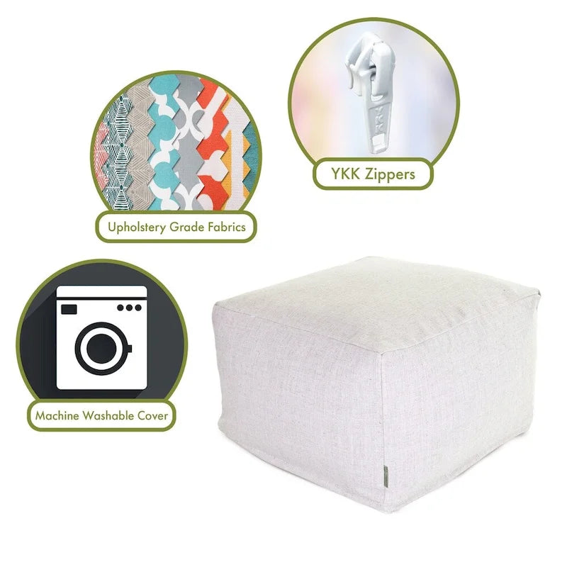 Indoor Wales Poly/Linen Ottoman Pouf