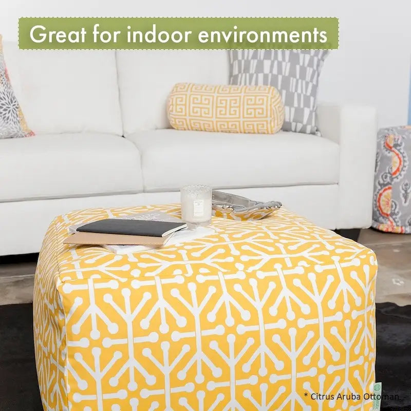 Indoor Wales Poly/Linen Ottoman Pouf