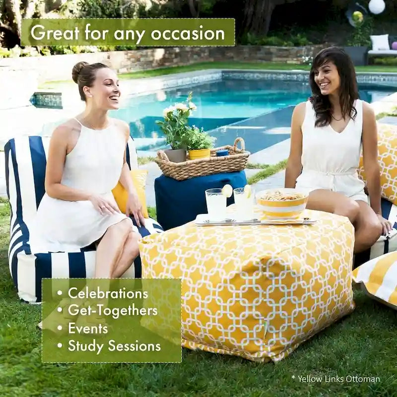 Indoor Wales Poly/Linen Ottoman Pouf