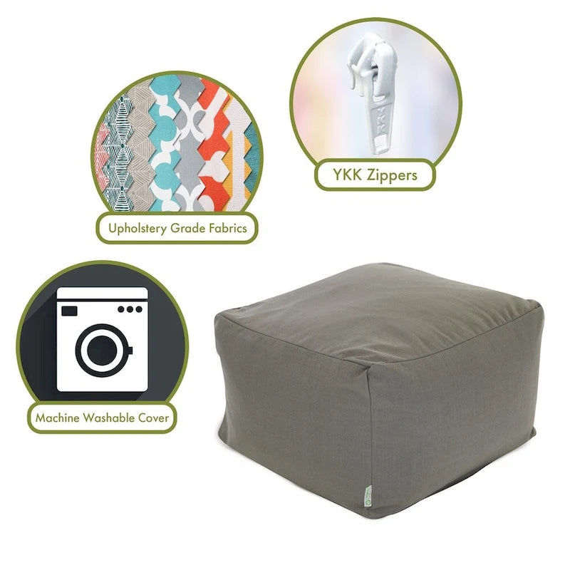 Indoor Wales Poly/Linen Ottoman Pouf